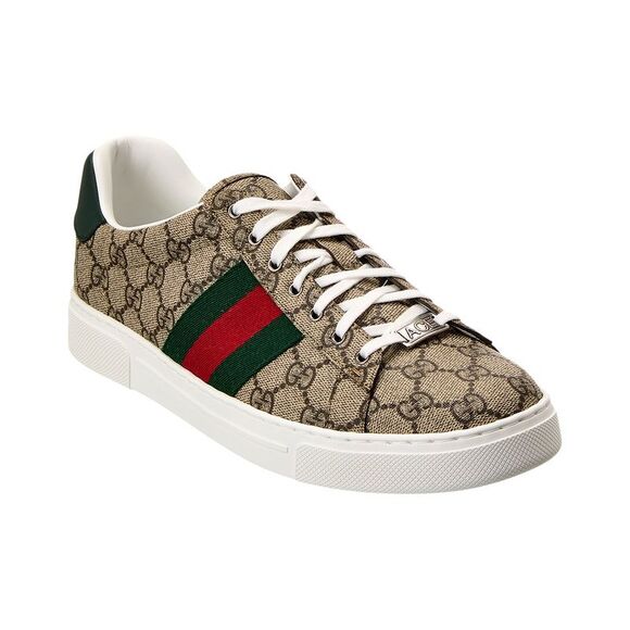 Gucci Ace Web Gg Supreme Canvas & Leather Sneaker, Green - Picture 1 of 5